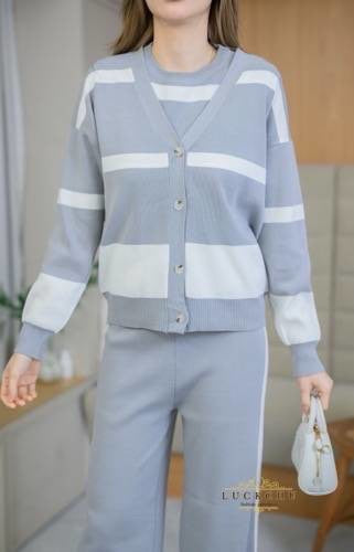 3-piece Knitted Luxury Coords Set - Grey