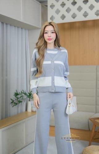 3-piece Knitted Luxury Coords Set - Grey