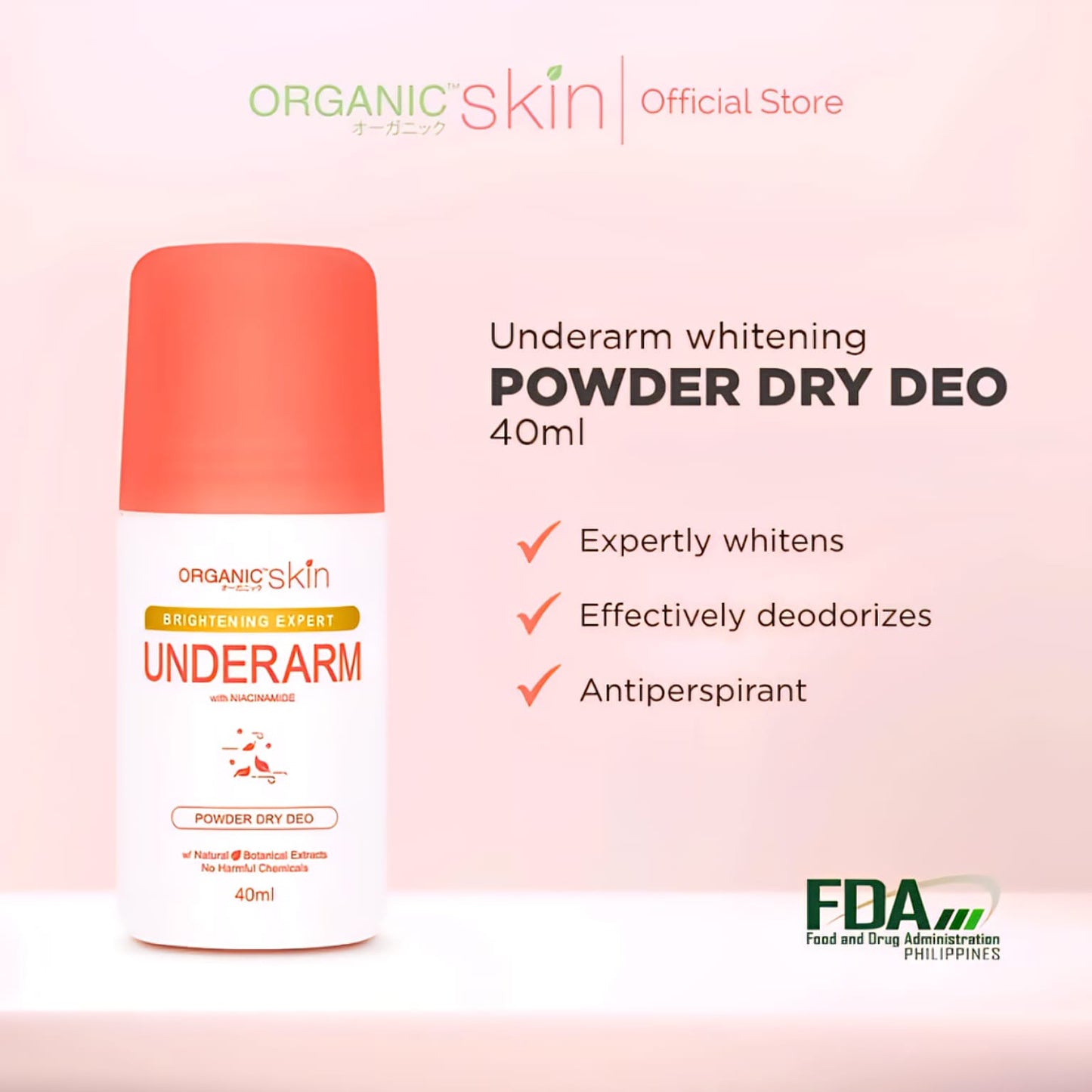 Organic Skin 4x Intensive Whitening Powder Dry Deodorant 40ml