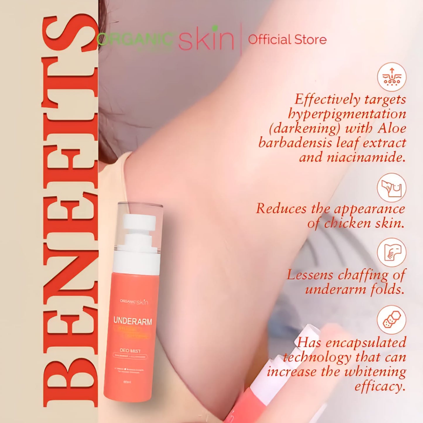 Organic Skin Intensive Whitening Underarm Deo Mist Spray 60ml