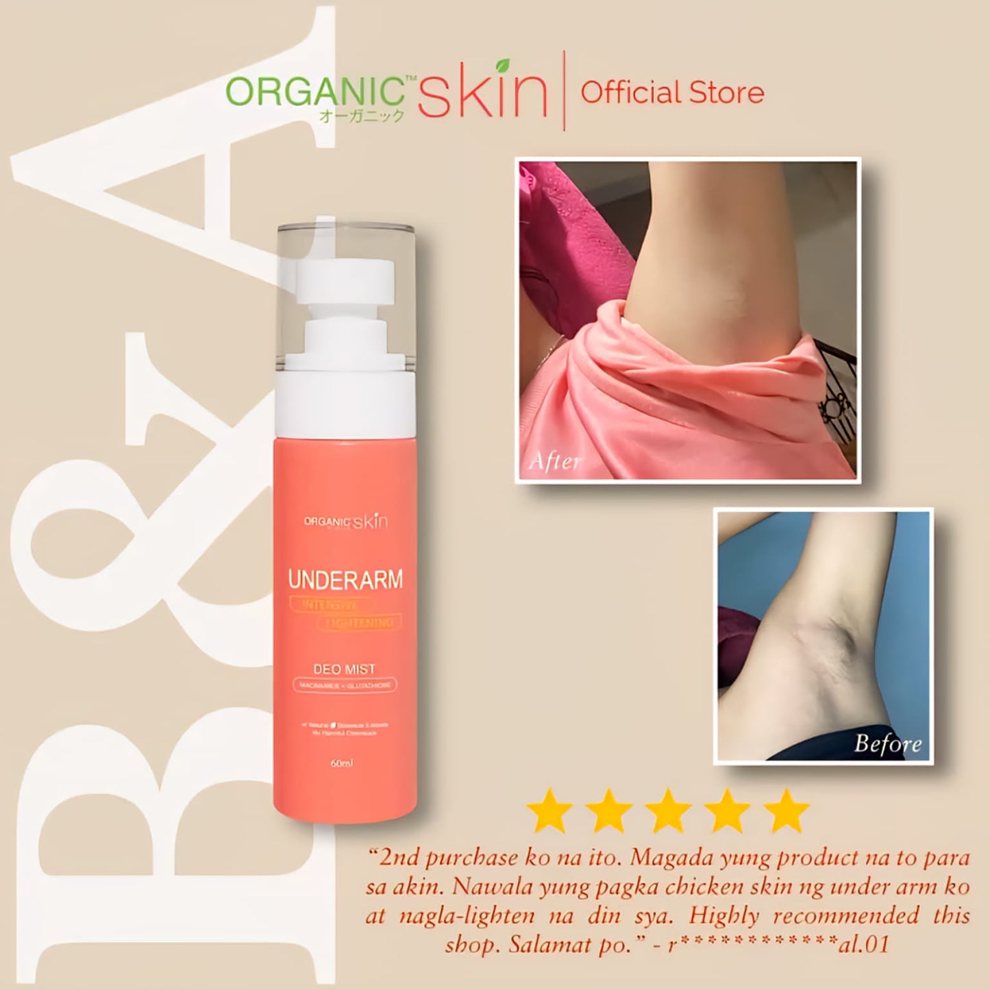Organic Skin Intensive Whitening Underarm Deo Mist Spray 60ml