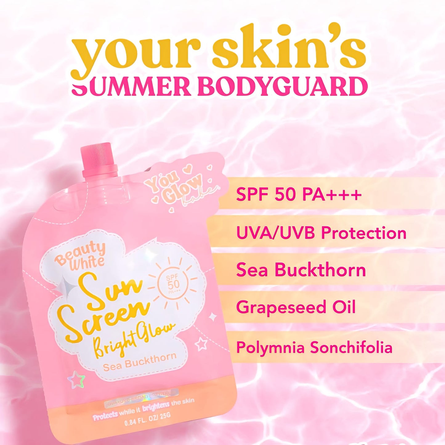 Beauty White Sunscreen Bright Glow SPF50 PA+++ (Choose a Variant)