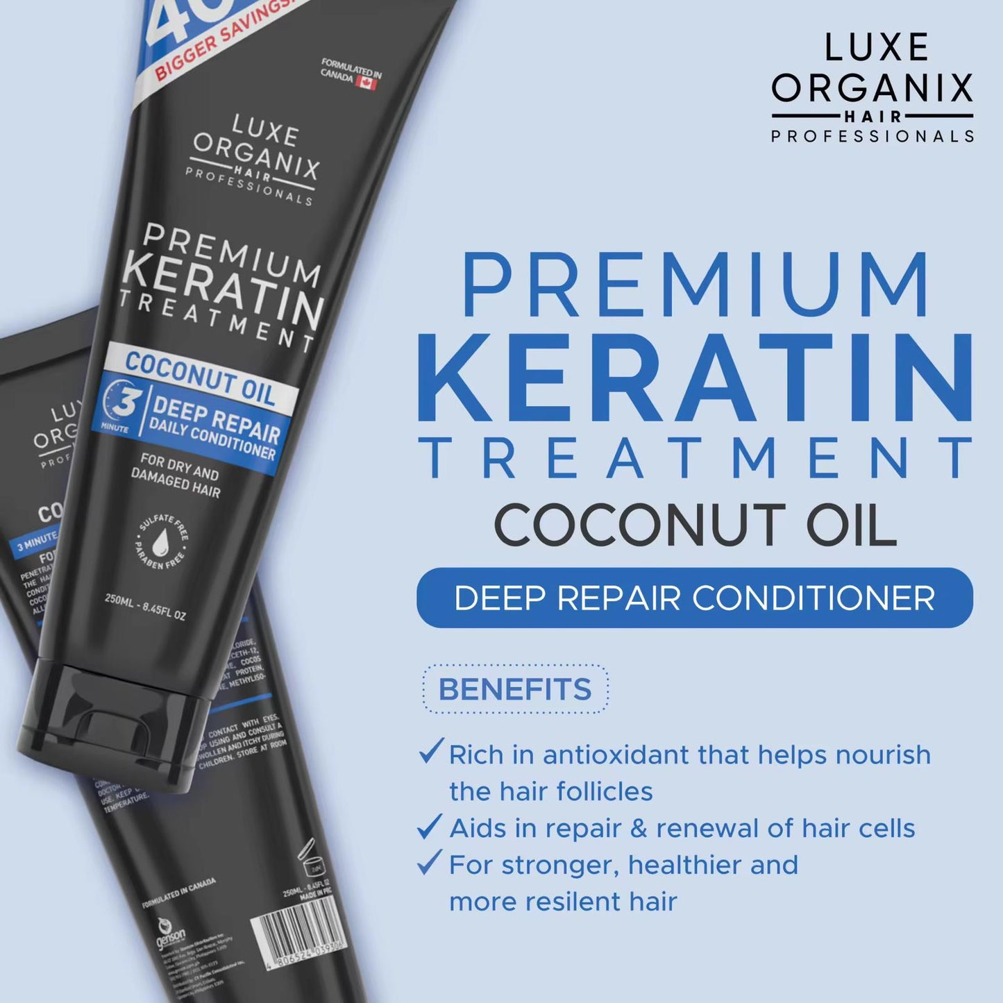Luxe Organix Premium Keratin Treatment – Coconut Oil 250ml