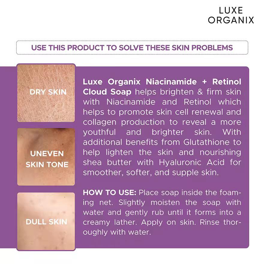 Luxe Organix Niacinamide + Retinol Cloud Soap 180g