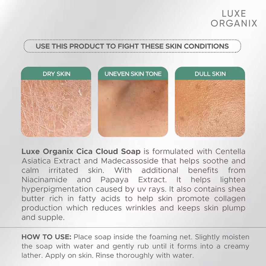 Luxe Organix Niacinamide + Centella Asiatica Cloud Soap 180g