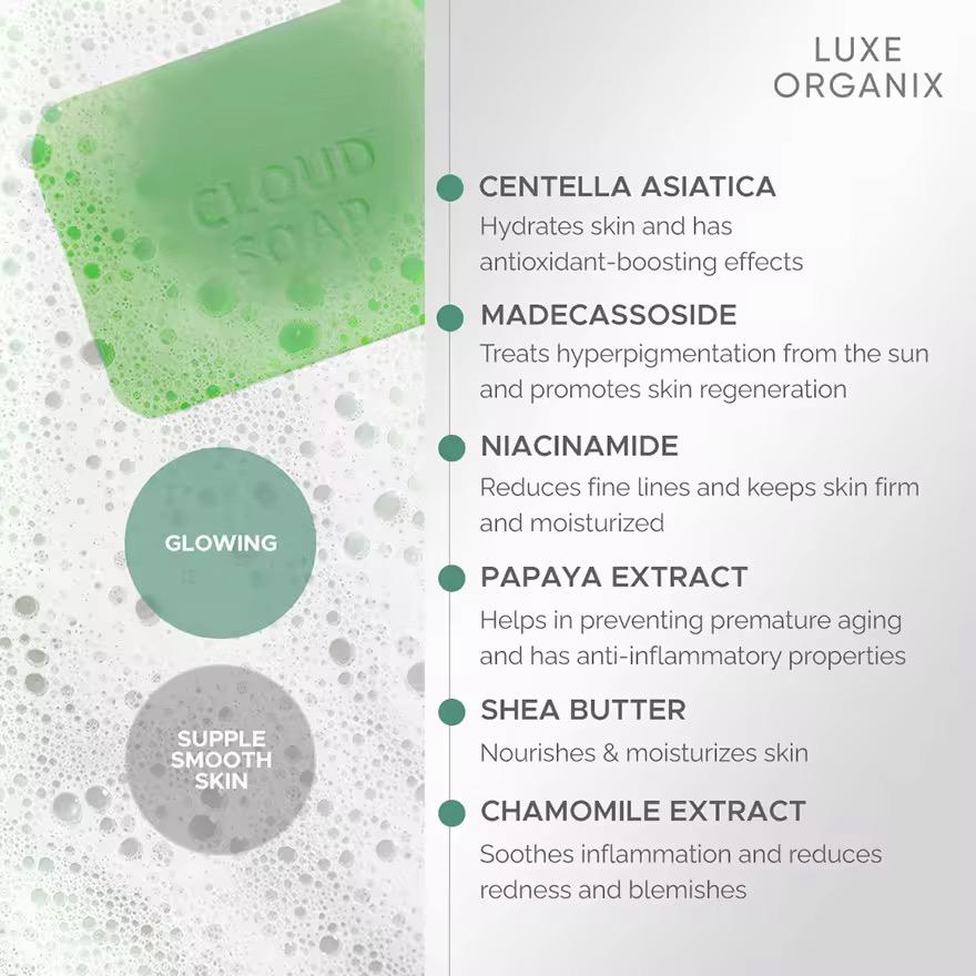 Luxe Organix Niacinamide + Centella Asiatica Cloud Soap 180g