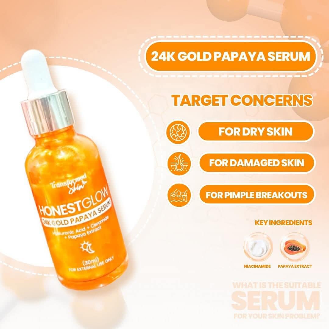 HonestGlow 24k Gold Papaya Serum 30ml