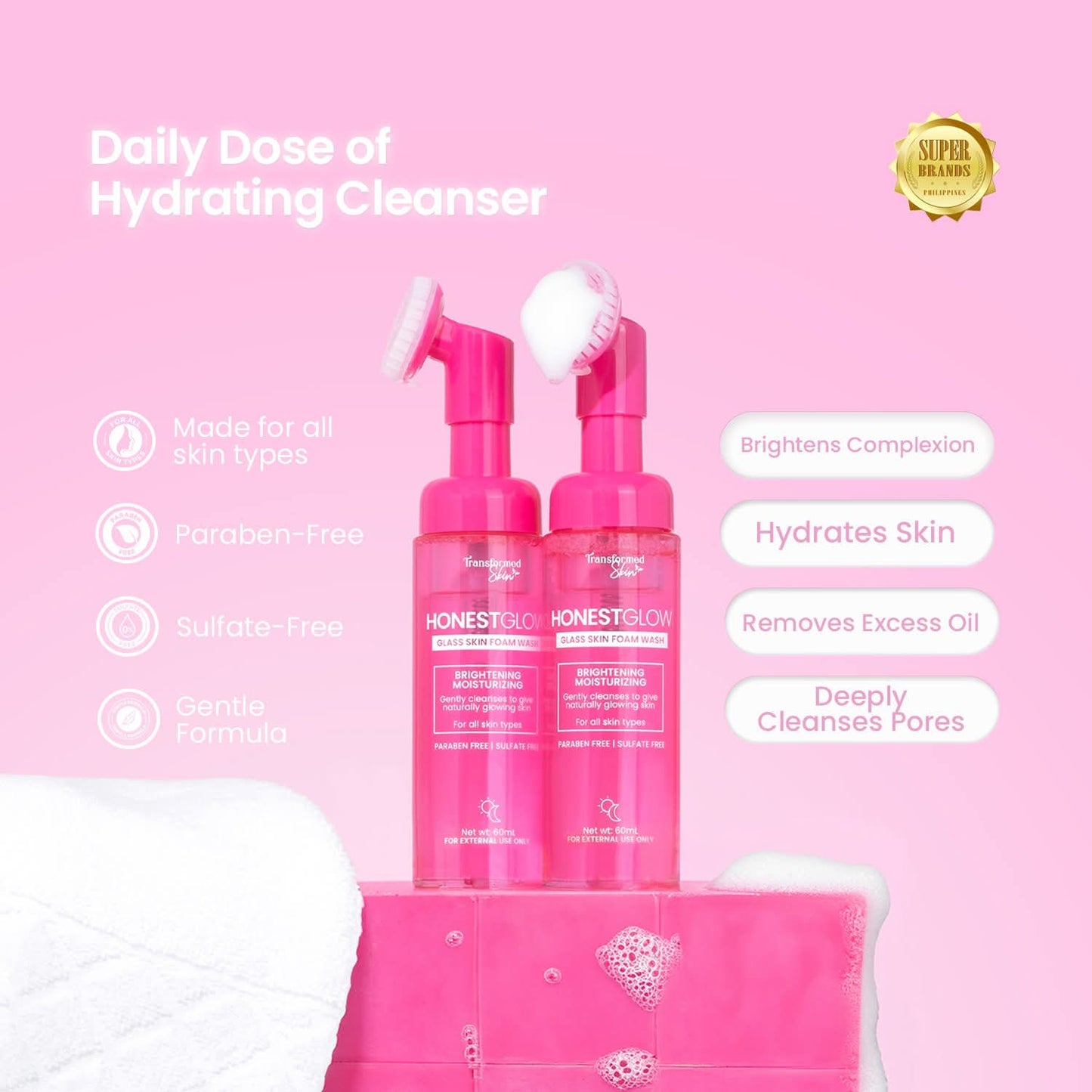 HonestGlow Glass Skin Foam Wash 60ml