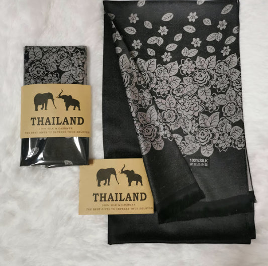 Thai Silk Scarf - Black