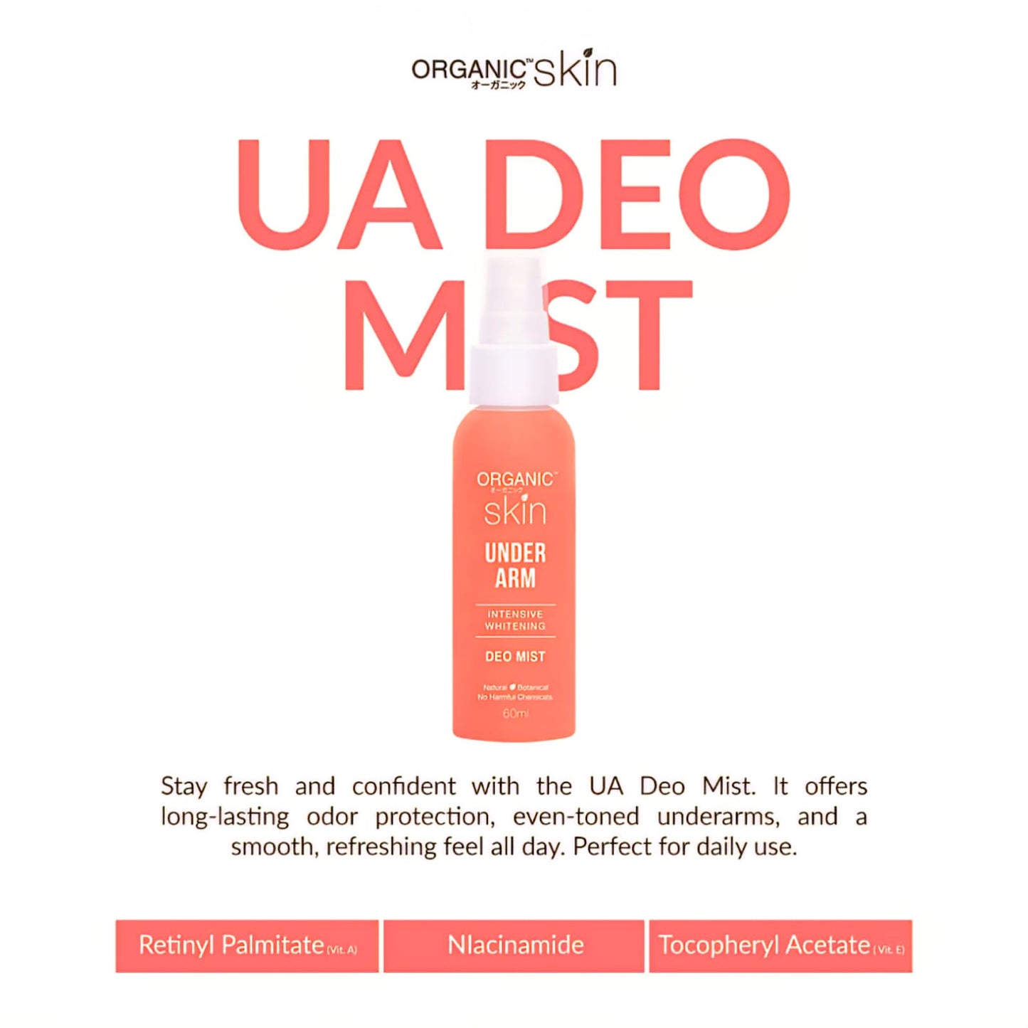 Organic Skin Intensive Whitening Underarm Deo Mist Spray 60ml