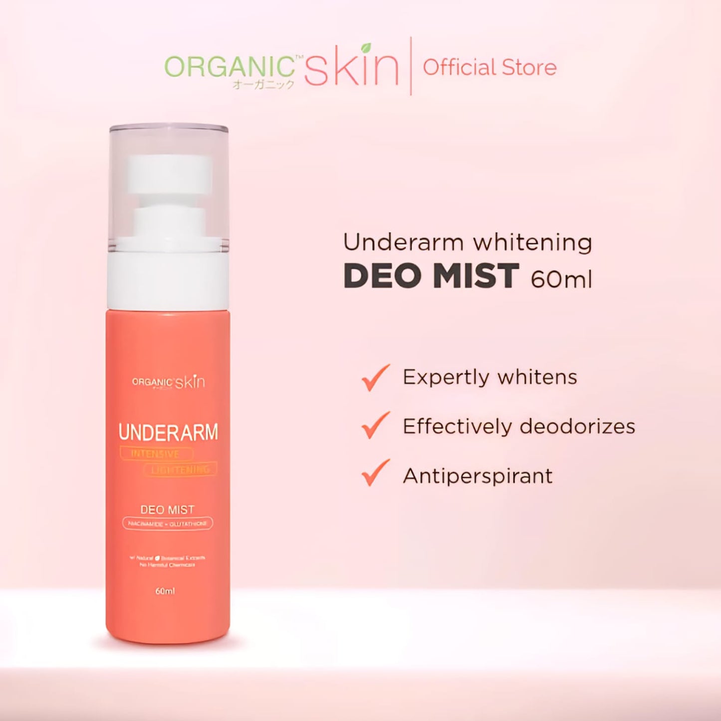 Organic Skin Intensive Whitening Underarm Deo Mist Spray 60ml