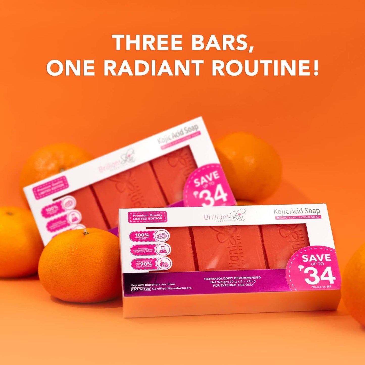 Brilliant Skin Essentials Kojic Acid Bar Soap (3 x 70g)