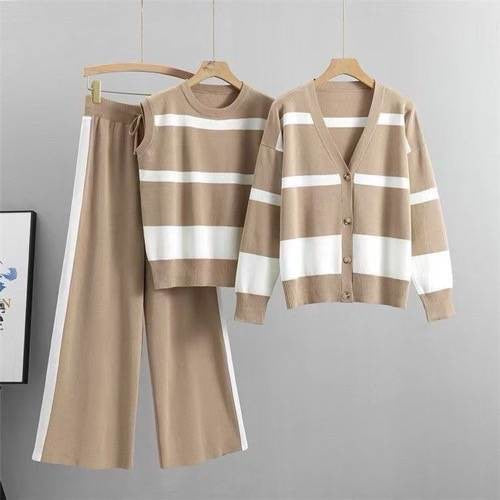 3-piece Knitted Luxury Coords Set - Brown