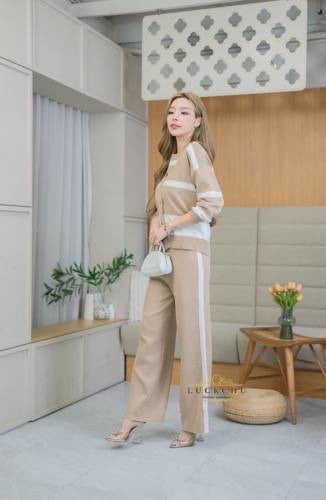 3-piece Knitted Luxury Coords Set - Brown
