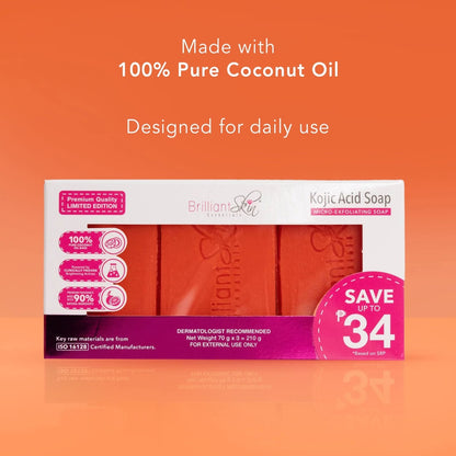 Brilliant Skin Essentials Kojic Acid Bar Soap (3 x 70g)