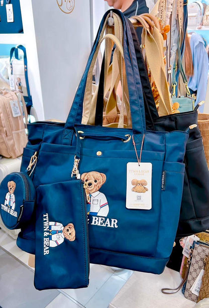 TTWN & Bear Nylon Tote Bag with Pockets