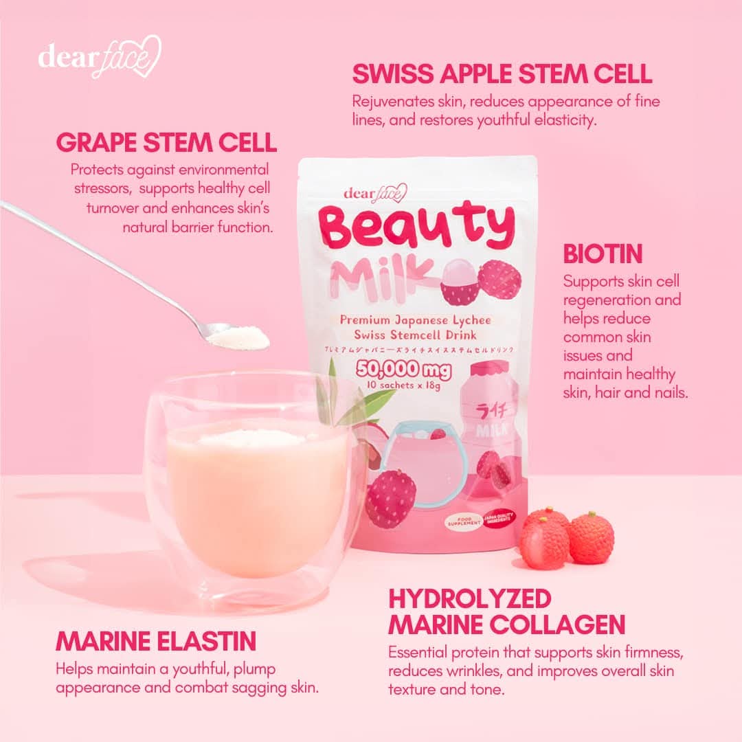 Dear Face Beauty Milk Strawberry Glutathione Drink