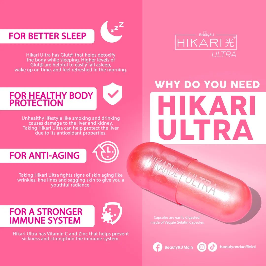 HIKARI ULTRA Premium Japan Glutathione with Oral Sunblock and Photoprotection - 60 capsules