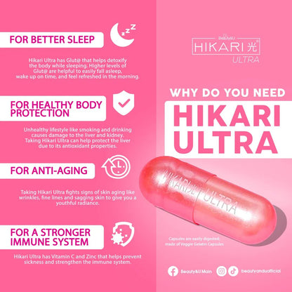 HIKARI ULTRA Premium Japan Glutathione with Oral Sunblock and Photoprotection - 60 capsules
