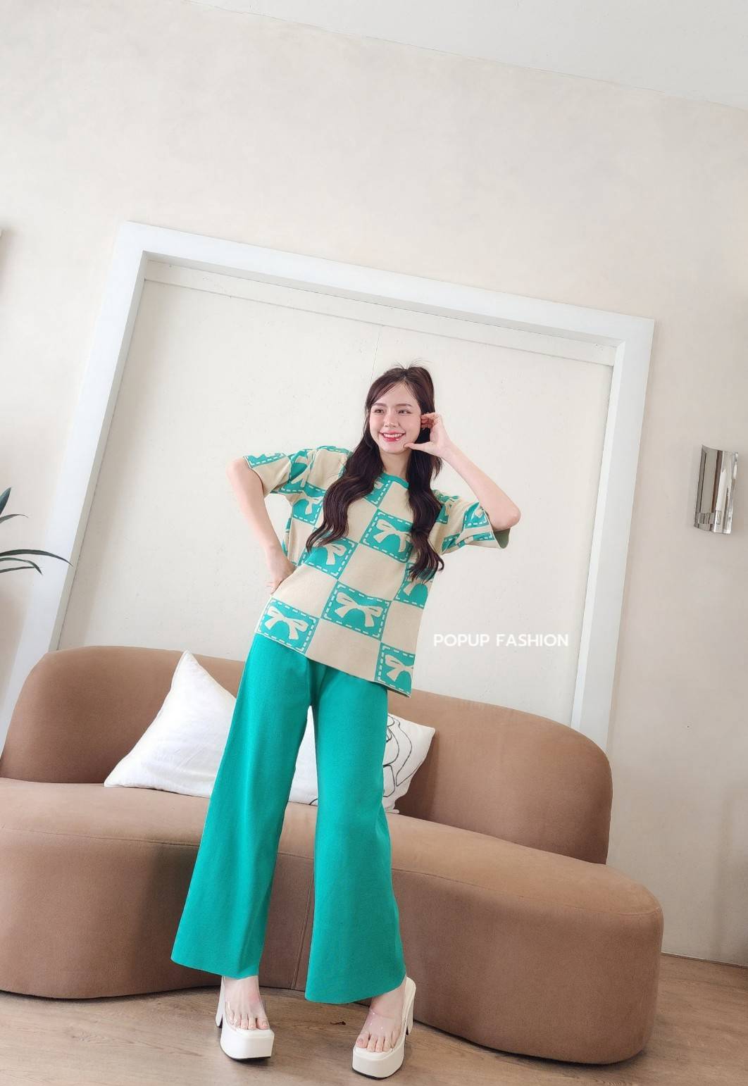 Bow Knitted Coords - Green