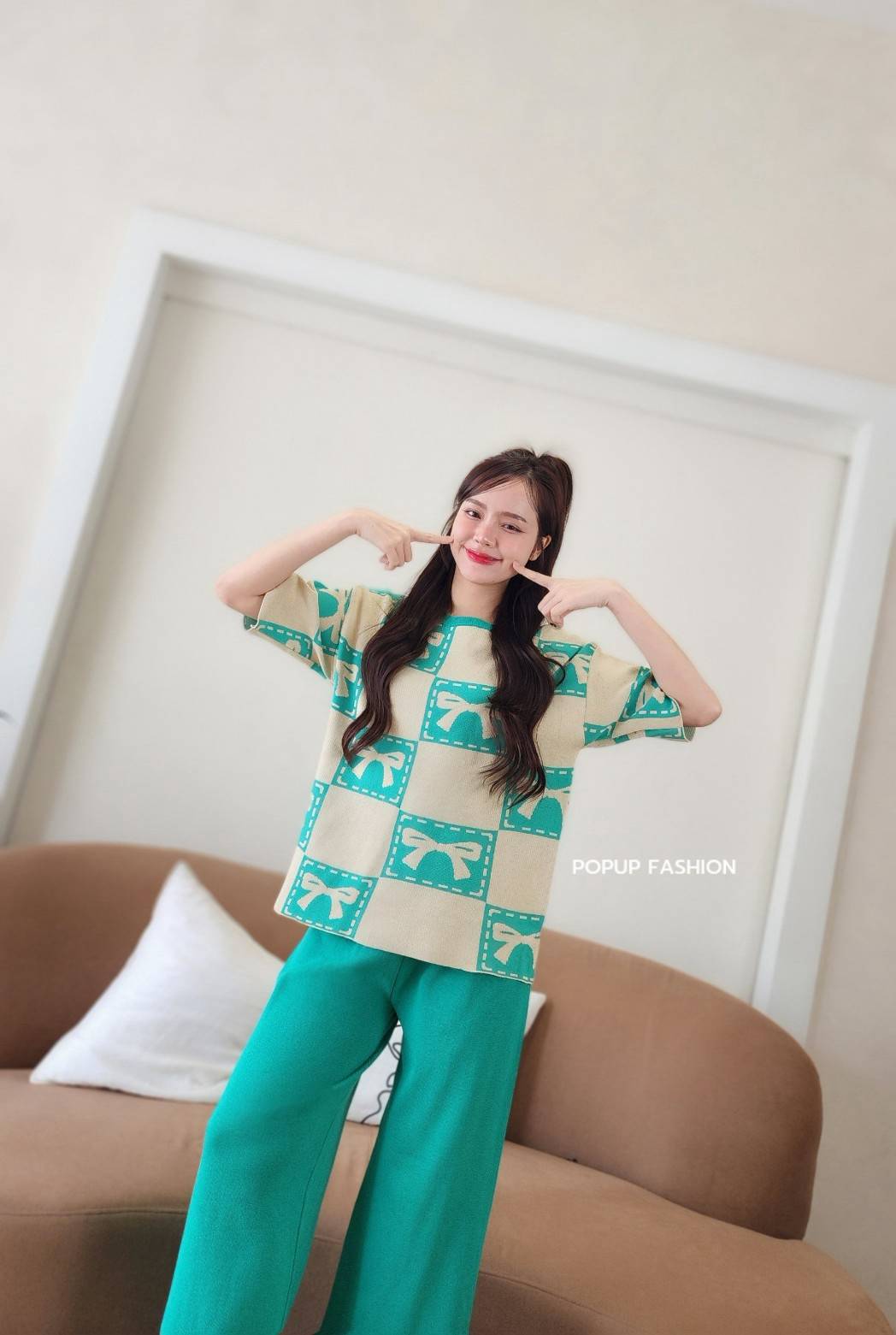 Bow Knitted Coords - Green