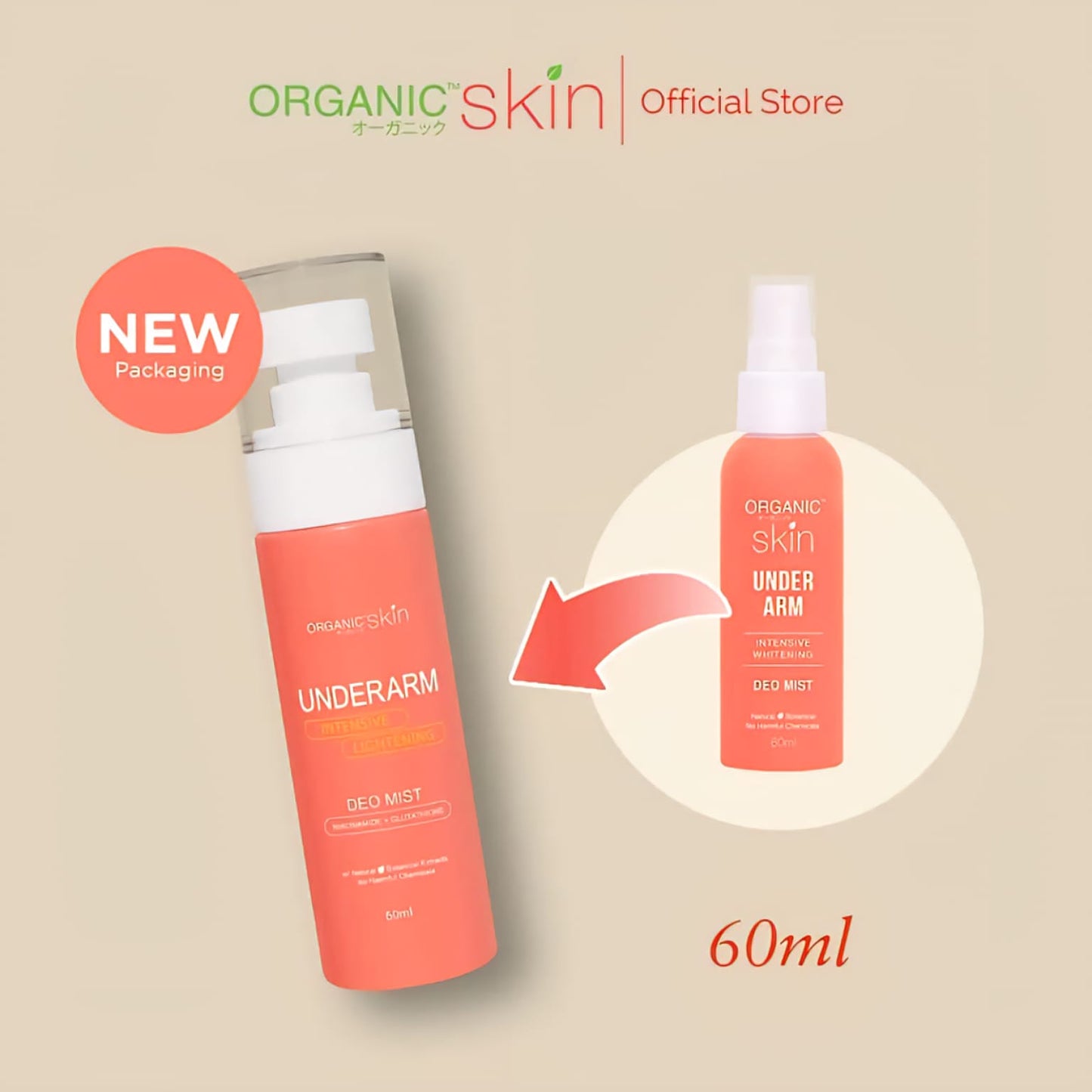 Organic Skin Intensive Whitening Underarm Deo Mist Spray 60ml