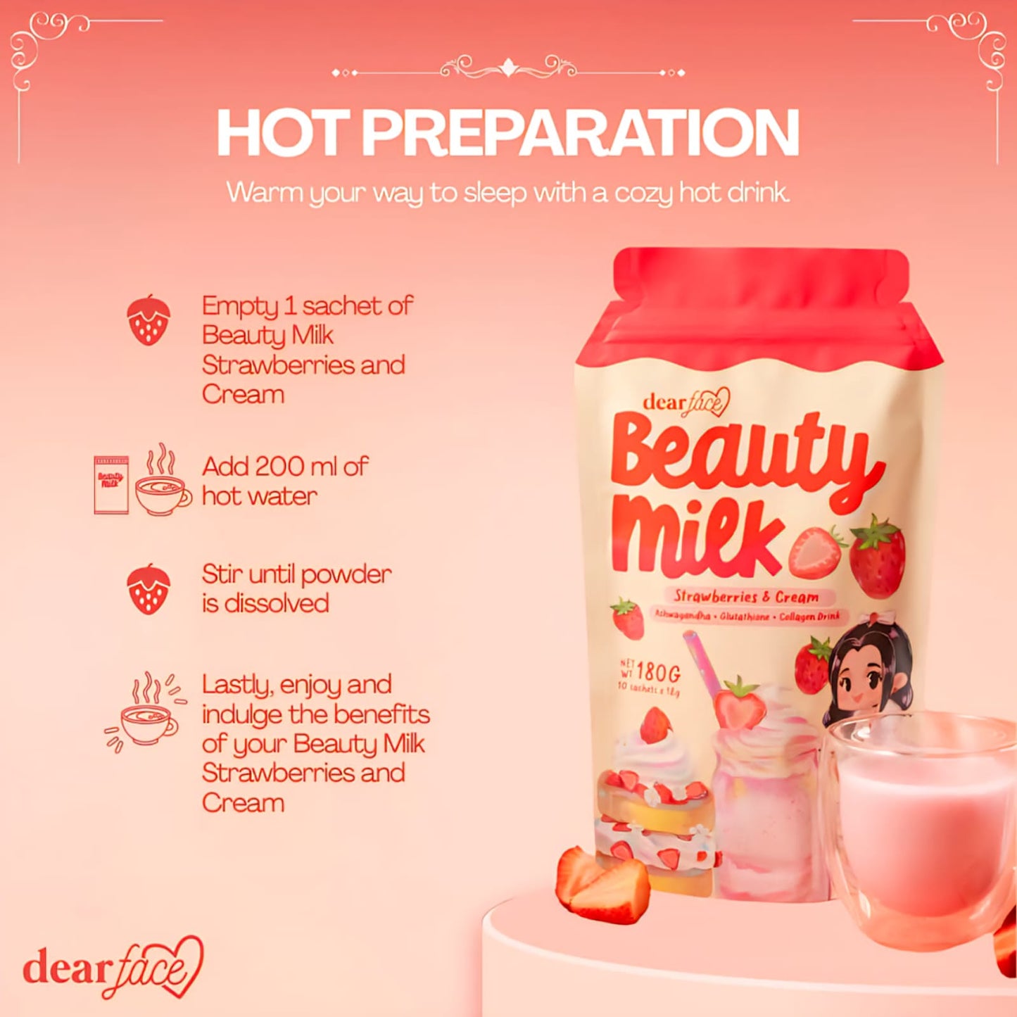 Beauty Milk Ichigo (Strawberry & Cream) Night Drink