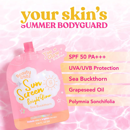 Beauty White Sunscreen Bright Glow SPF50 PA+++ (Choose a Variant)