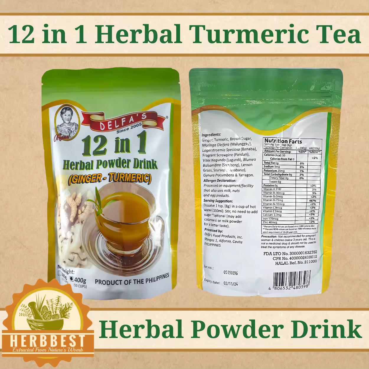Delfa's 12 in 1 Ginger-Turmeric Herbal Powder Drink 350g