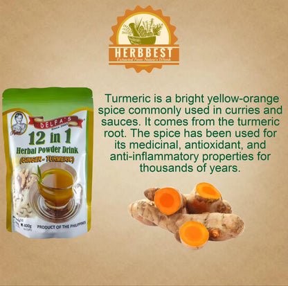 Delfa's 12 in 1 Ginger-Turmeric Herbal Powder Drink 350g