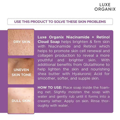 Luxe Organix Niacinamide + Retinol Cloud Soap 180g