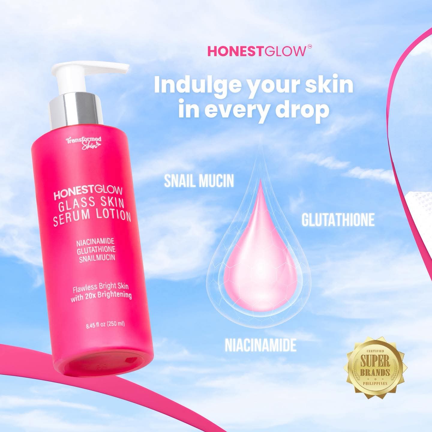 HonestGlow Transformed Skin Glass Skin Serum Lotion