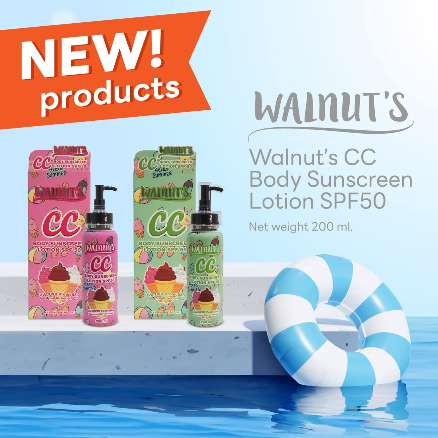 Walnut's CC Body Sunscreen Lotion SPF50 200ml