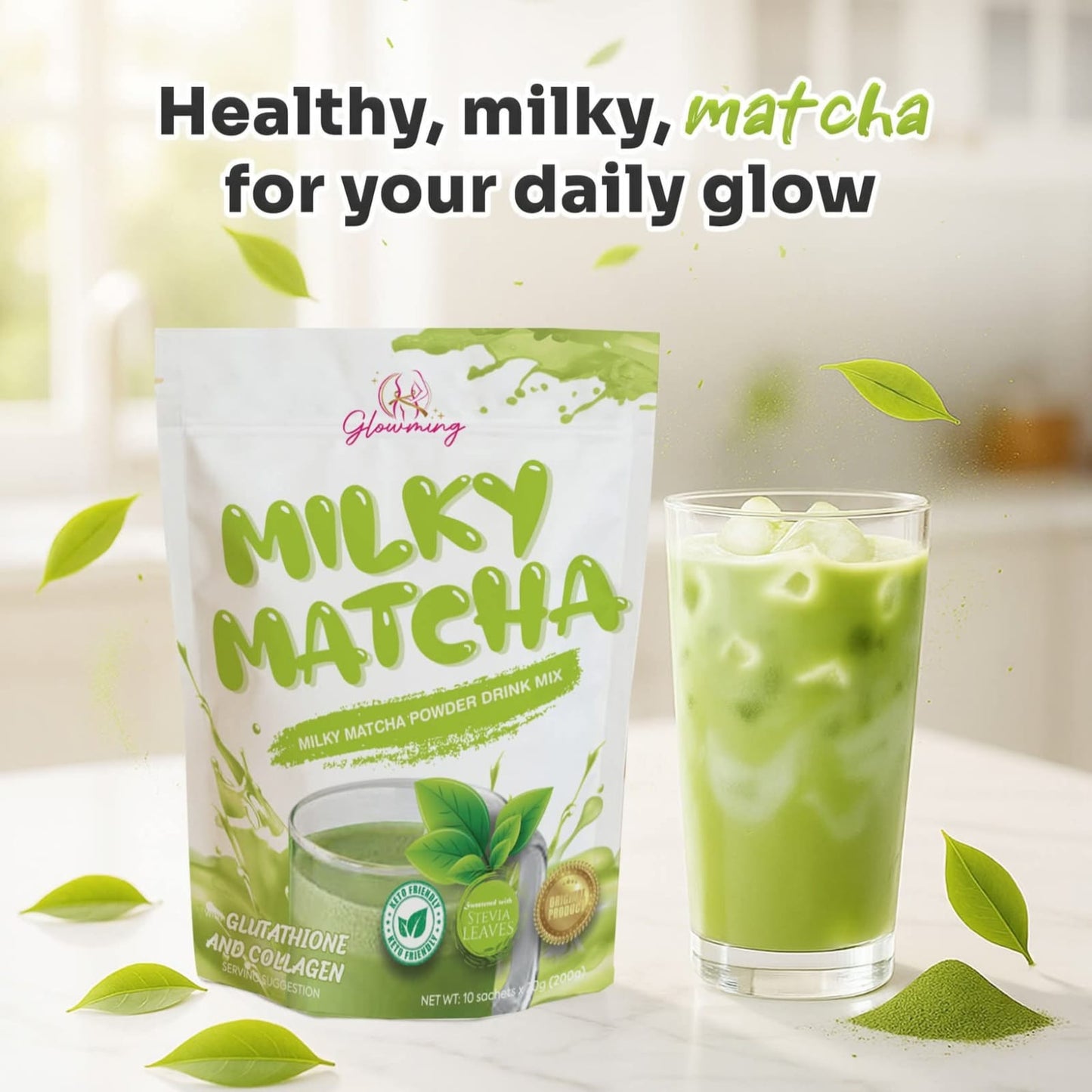 Glowming Milky Matcha Powder Drink Mix