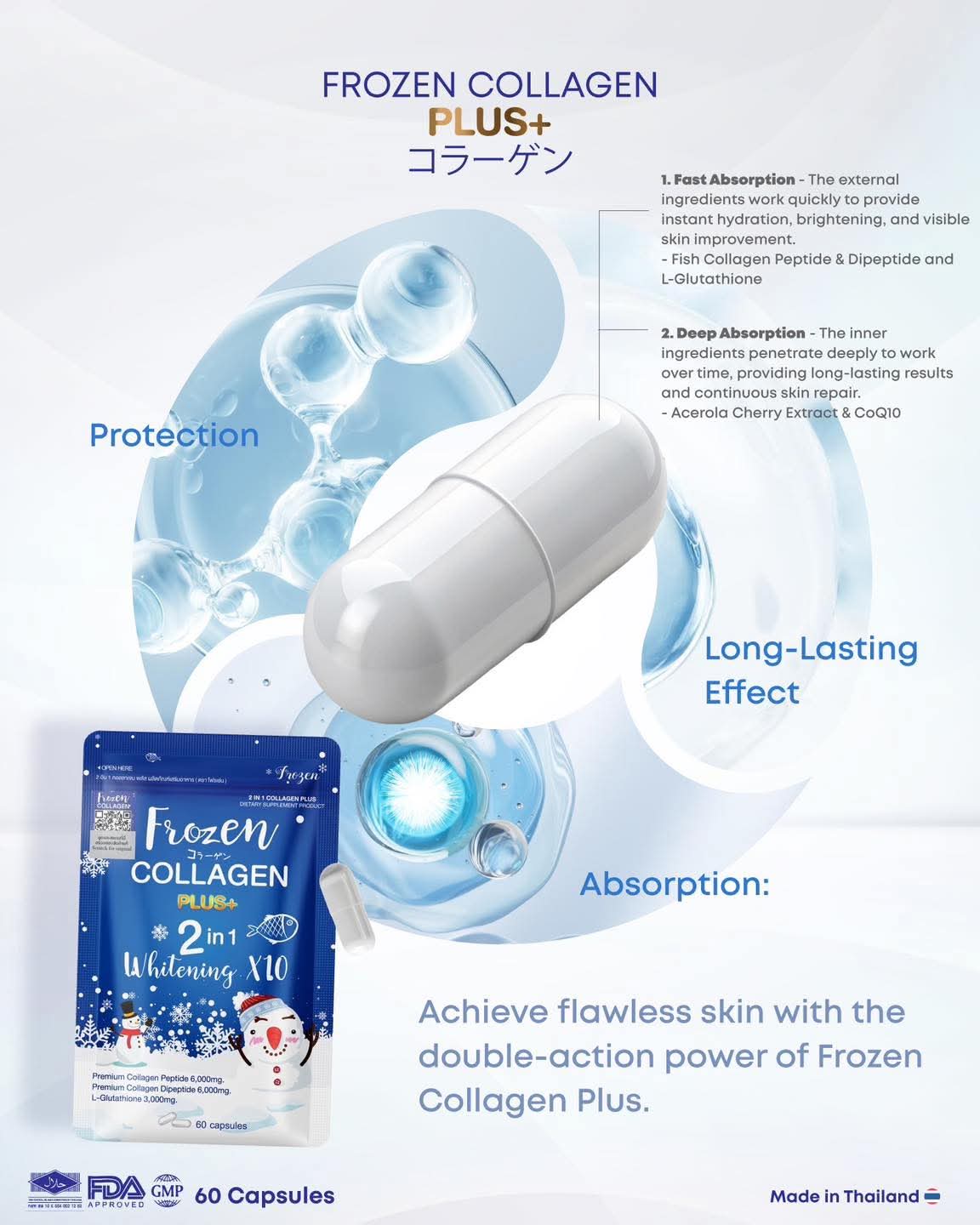 Frozen Collagen Plus+ 2in1 Whitening x10 (60 capsules)