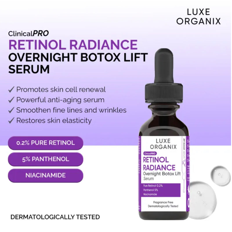 Luxe Organix Retinol Radiance Overnight Botox Lift Serum 30ml