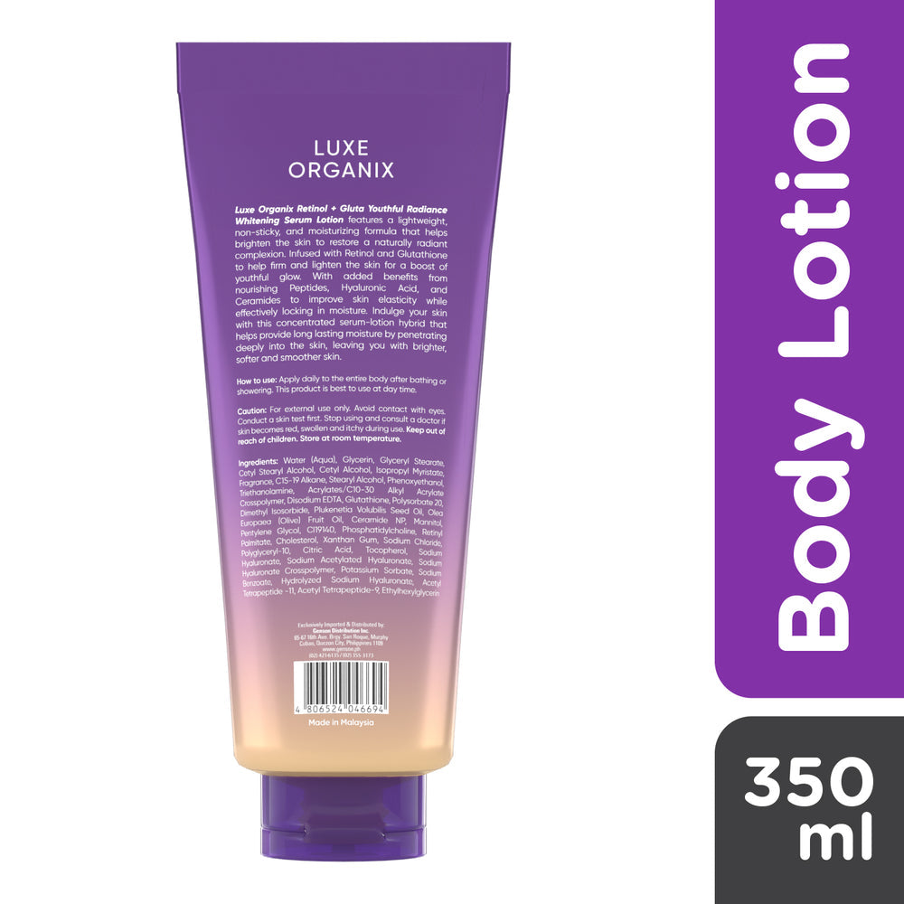 Luxe Organix Retinol + Gluta Whitening Serum Lotion 350ml